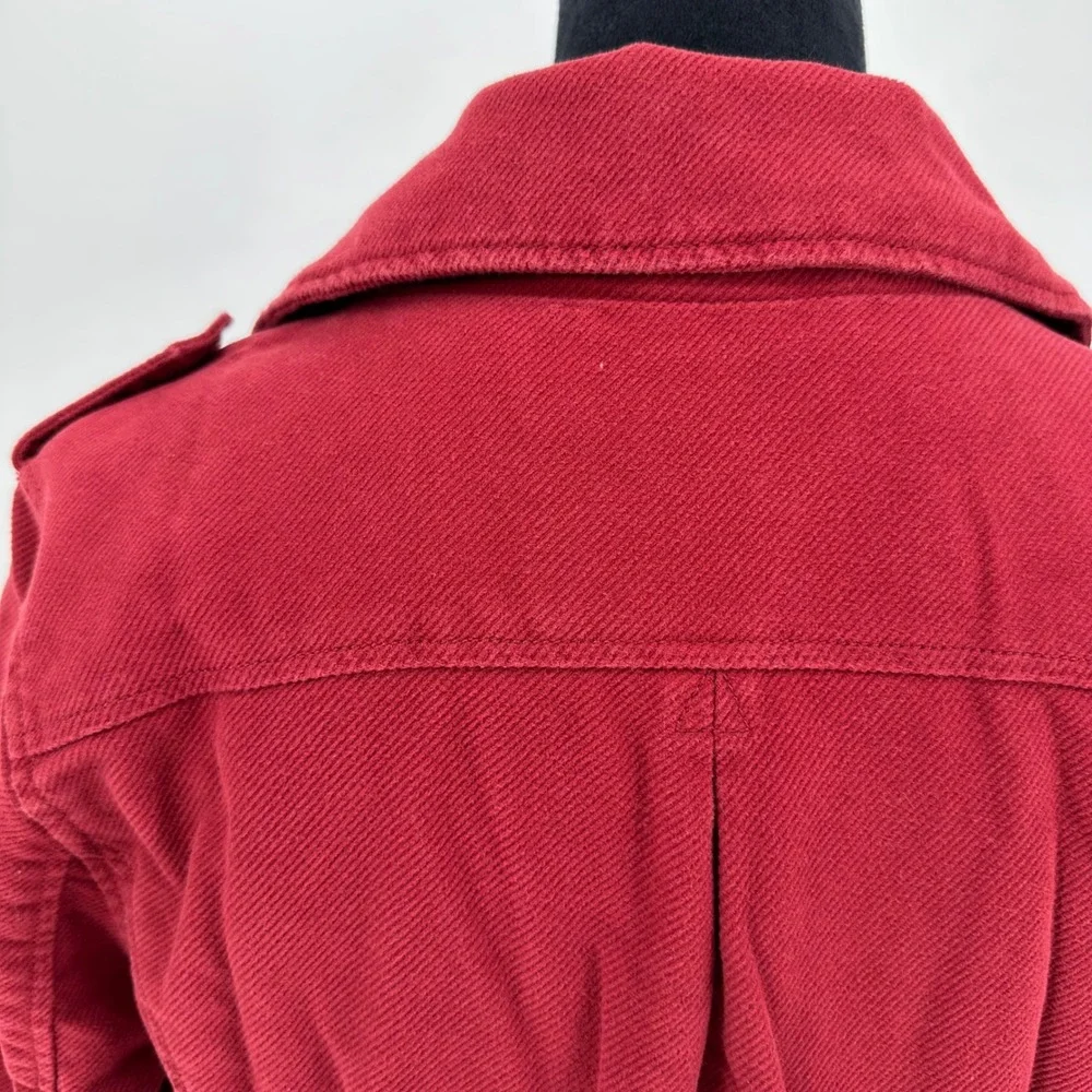 Y2K Mossimo‎ Burgundy Corduroy Double Breasted Pea Coat Cotton Jacket Wom Sz M/L